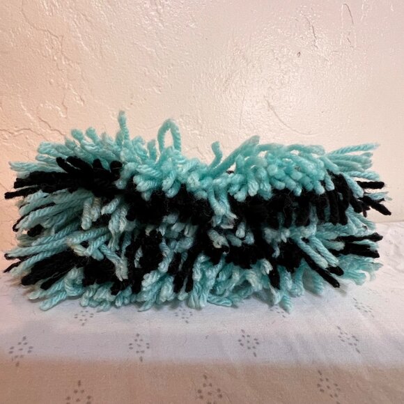 Handcrafted Woven Yarn Pot Holders Black & Aqua Square Set Of 2 7"x7" Kitchen De - Picture 7 of 7